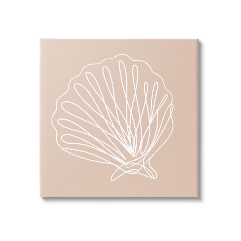 Stupell Industries " Clam Shell Squiggle Doodle Tan Sea Life " by Daphne Polselli