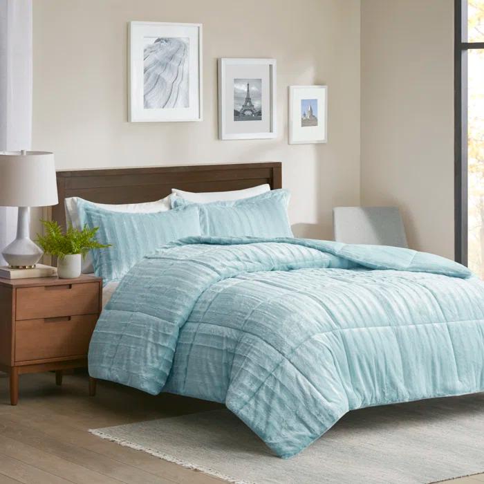 Madison Park Duke Faux Fur 3 Piece Comforter Set