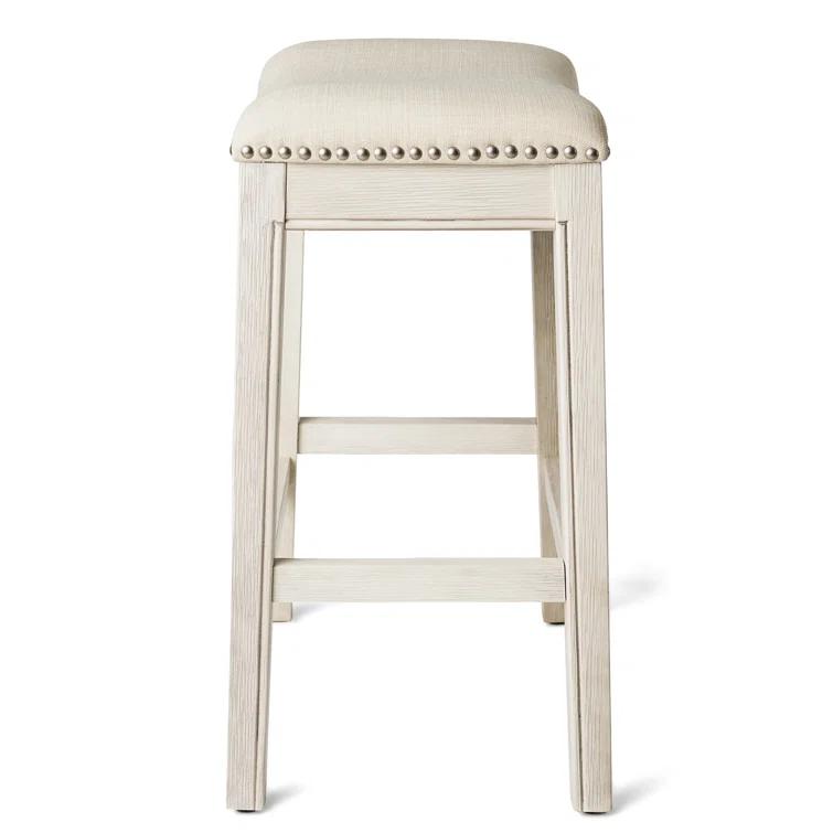 Maven Lane Adrien Saddle Barstool with Vegan Leather Upholstery
