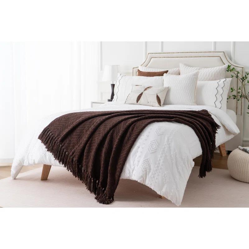 Battilo Home Throw Blanket for Couch, Super Soft Cozy Warm Throws for Twin Bed, Knit Woven Chenille Blanket Versatile for Sofa Bedroom Home Decor