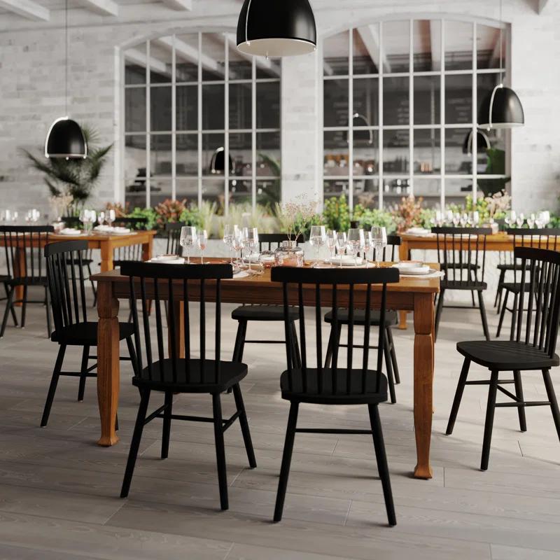 Gracie Oaks Solid Wood Commercial Grade Dining Table with Turned Legs