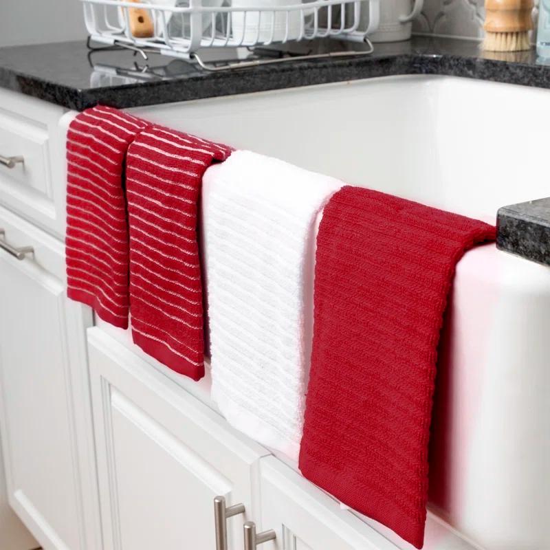RITZ Cotton Stripe Tea Towel Kitchen Towel (Set of 4)