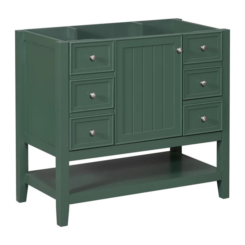 (Base Only) 36" Bathroom Vanity Without Sink, 1 Cabinet And Three Drawers