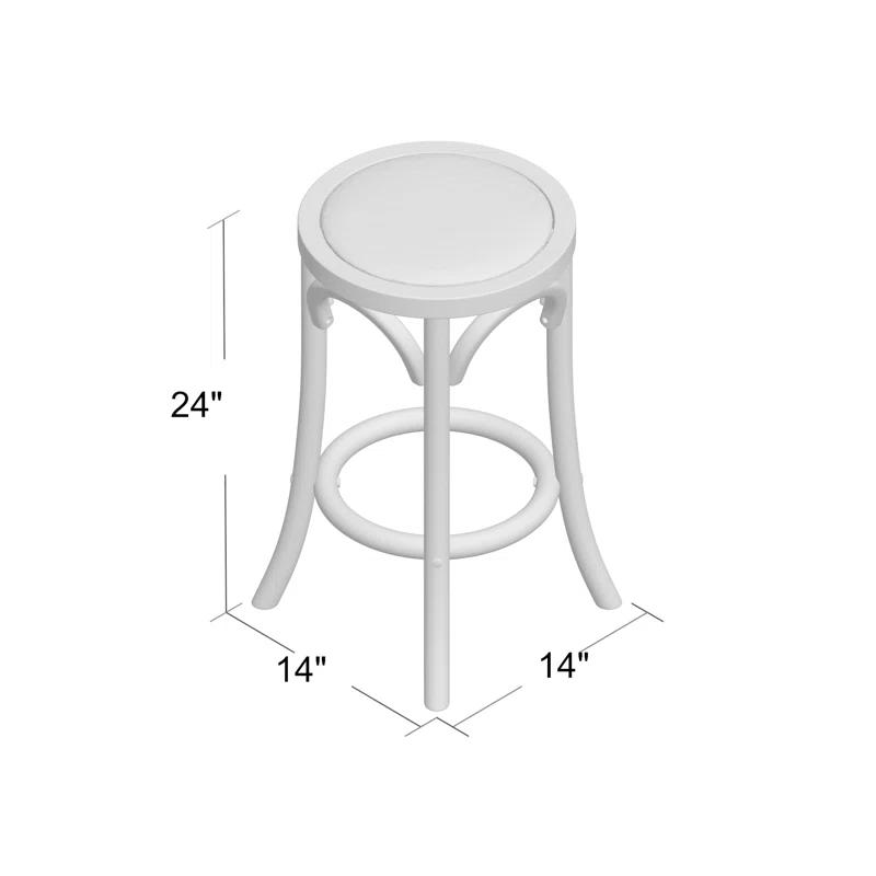 Dovecove Rae Round Rattan Seat Counter Stool with Solid Wood Frame