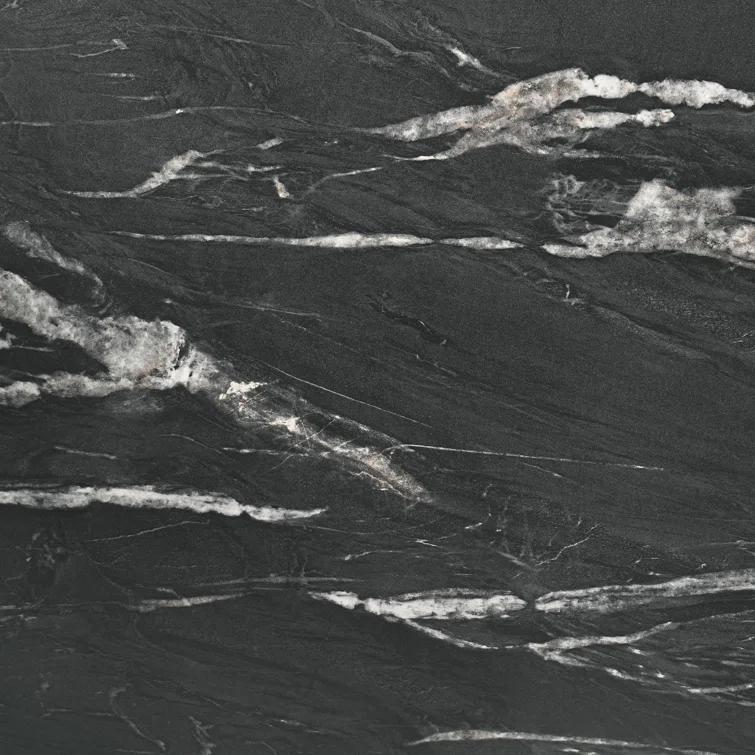 Ebern Designs Freidin Rectangular Dining Table With Faux Marble Top And 16" Self-Storing Extension Leaf Grey