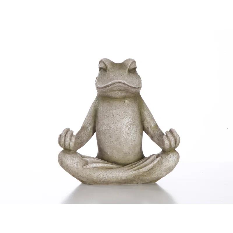 Zen Frog Polyresin Garden Statue in Lotus Position