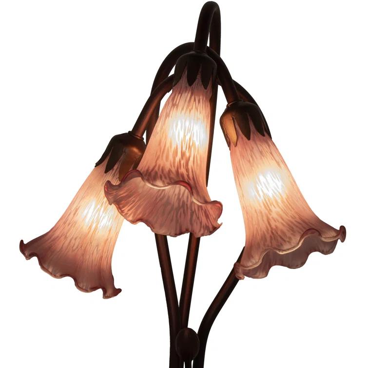 16"H Lavender Pond Lily 3 Lt Accent Lamp