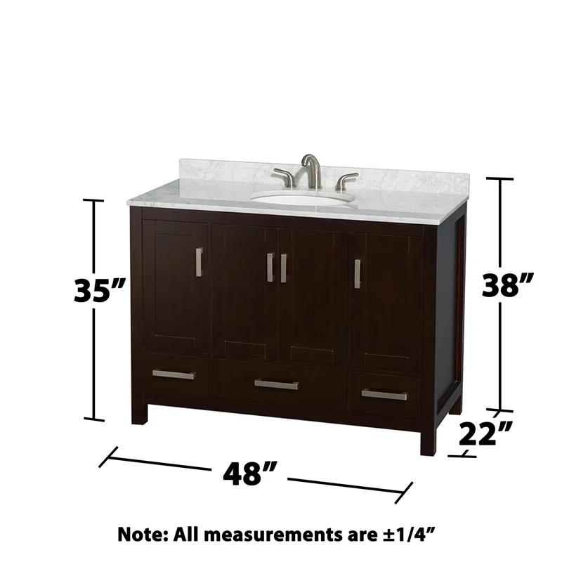 Wyndham Collection Sheffield 48" Freestanding Single Bathroom Vanity with Marble Top