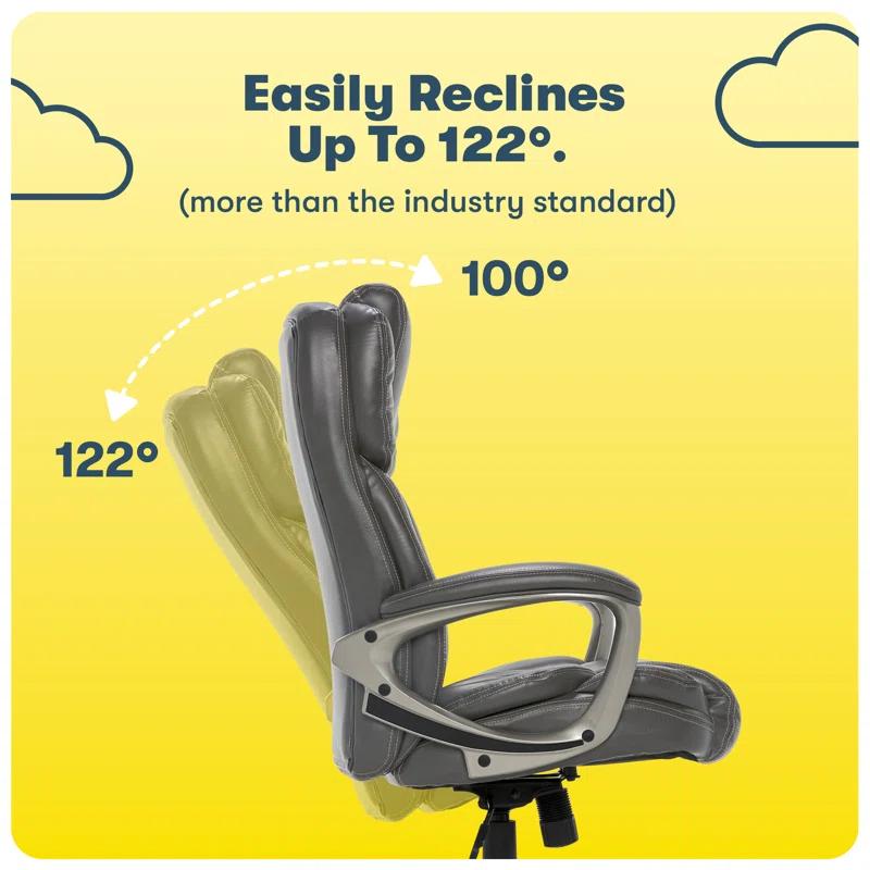 Serta Garret Executive Office Chair, Ergonomic Lumbar Support, Semi-Plush Cushion, Body Pillows