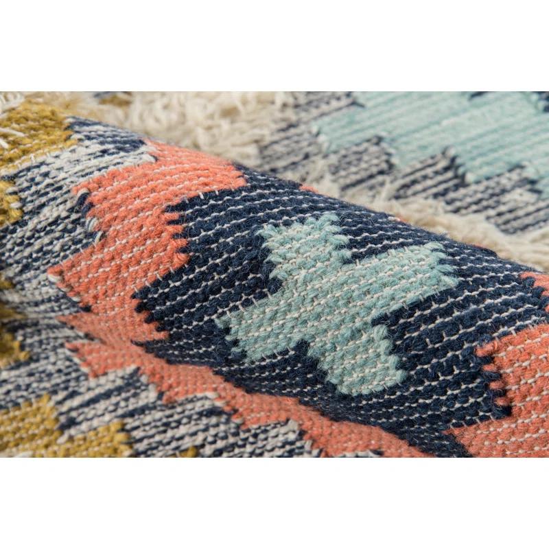 Foundry Select Osiris Southwestern Handmade Wool Area Rug in Peach/Beige/Blue
