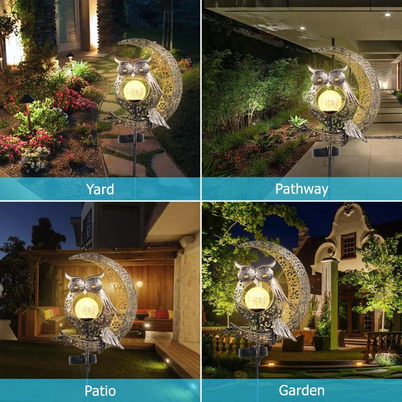 Arlmont & Co. Owl Solar Lights Outdoor Garden, Outdoor Waterproof Garden Decorative Owl Decor Lights For Patio Table Pathway Balcony Lawn Yard Decor Present For Mom Grandma Birthday