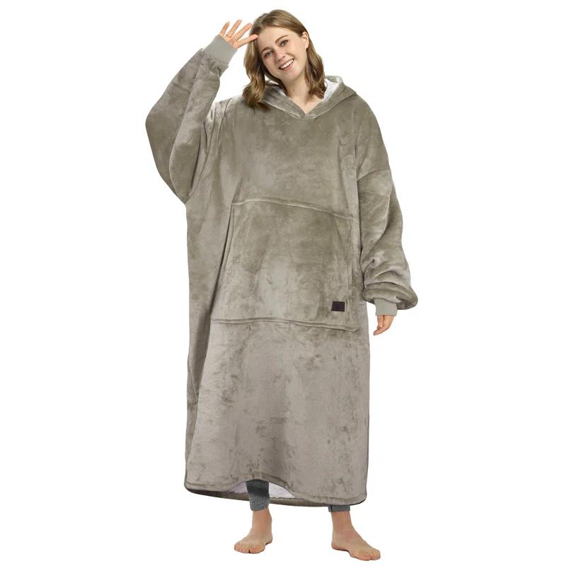 Catalonia Full Body Blanket Hoodie Sweatshirt, Extra Long Oversized Comfortable Sherpa Lounging Pullover & Reviews | Wayfair