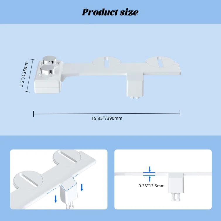 Hibbent Non-electric Dual Nozzle Toilet Seat Bidet, Water Pressure Control, Self Cleaning Sprayer JBY1103-CP