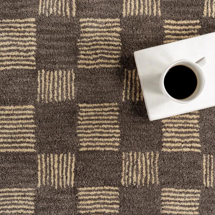 Ebern Designs Quince Checkered Wool Area Rug