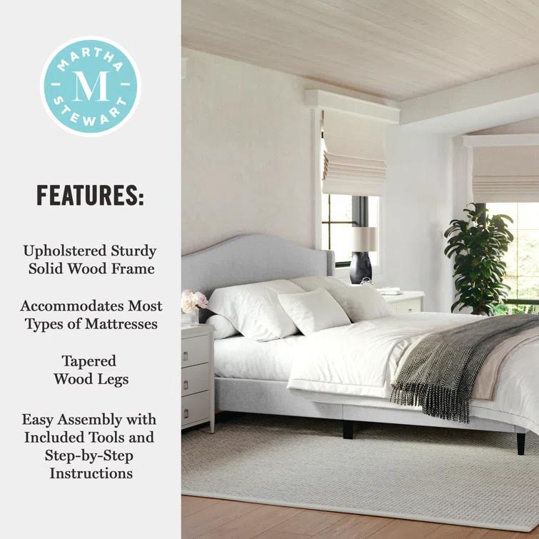 Martha Stewart Martha Stewart Amelia Upholstered Platform Bed With Curved Headboard