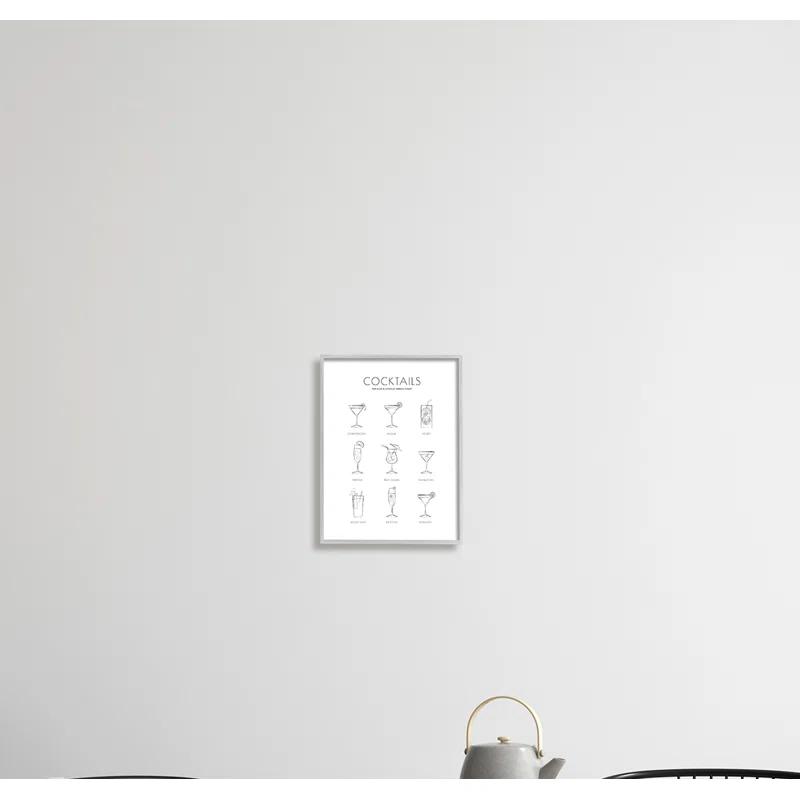Stupell Industries " Popular Alcoholic Drink Chart Fun Minimal Cocktail Glasses "