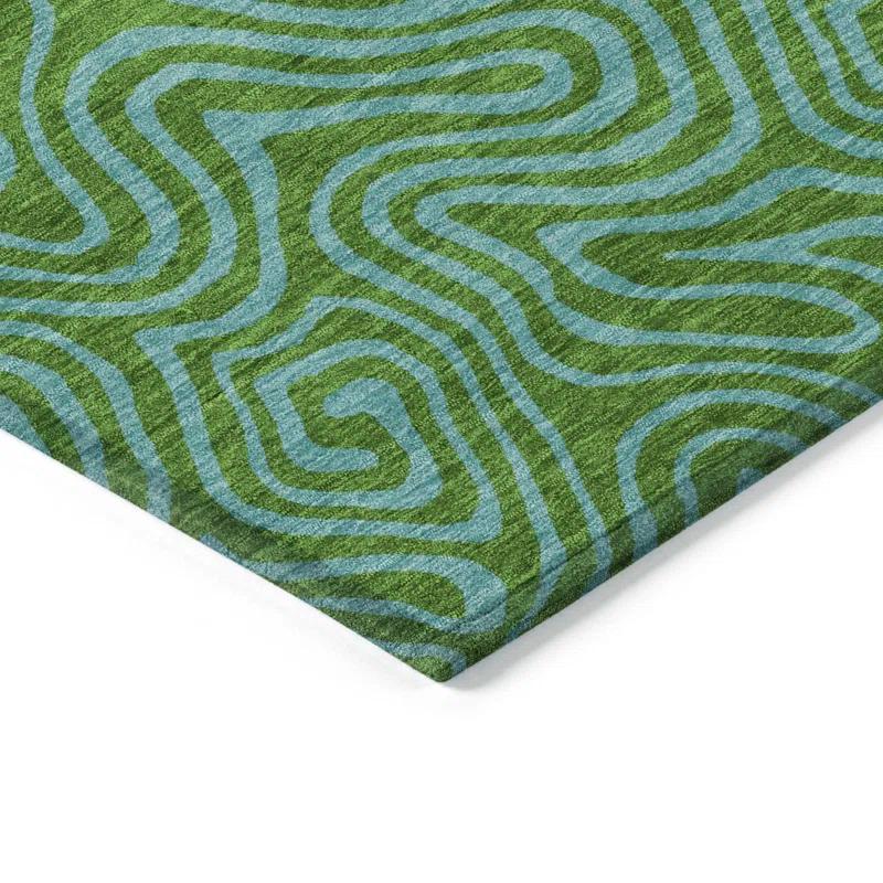 Machine Washable Indoor/Outdoor Chayden ACN1031 Green Rug