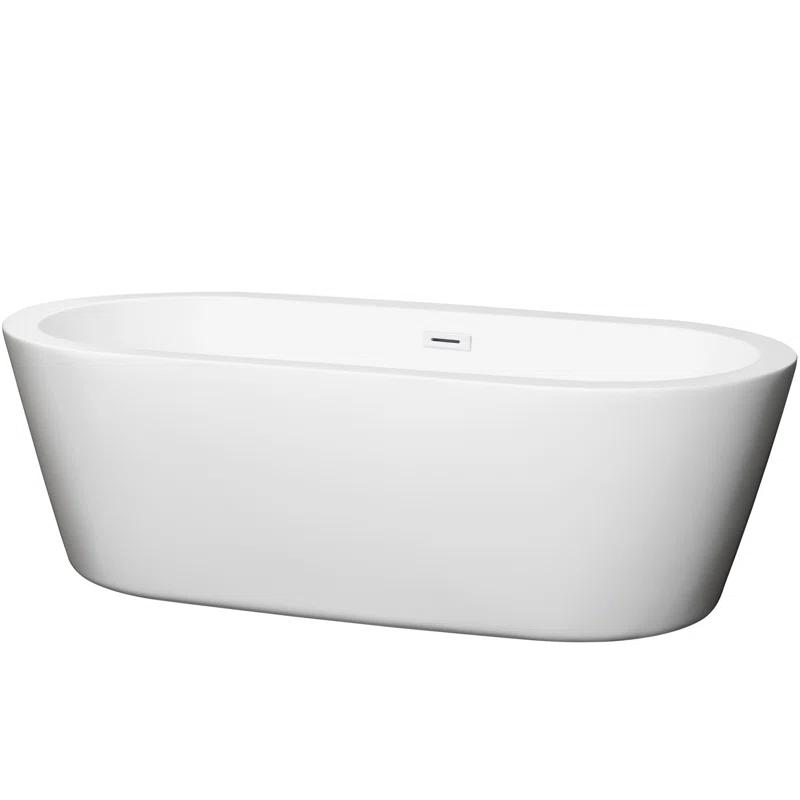 Wyndham Collection WCOBT100371SWTRIM Mermaid 71'' x 33.5'' Freestanding Soaking Acrylic Bathtub