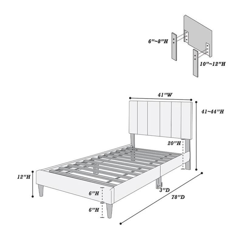 Benjara Lilian Bed, Soft Channel Tufted Linen Upholstery