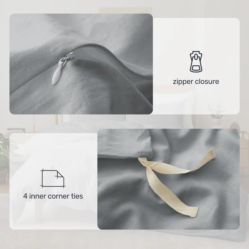 Peace Nest Linen and Cotton Duvet Cover with Pillowcase