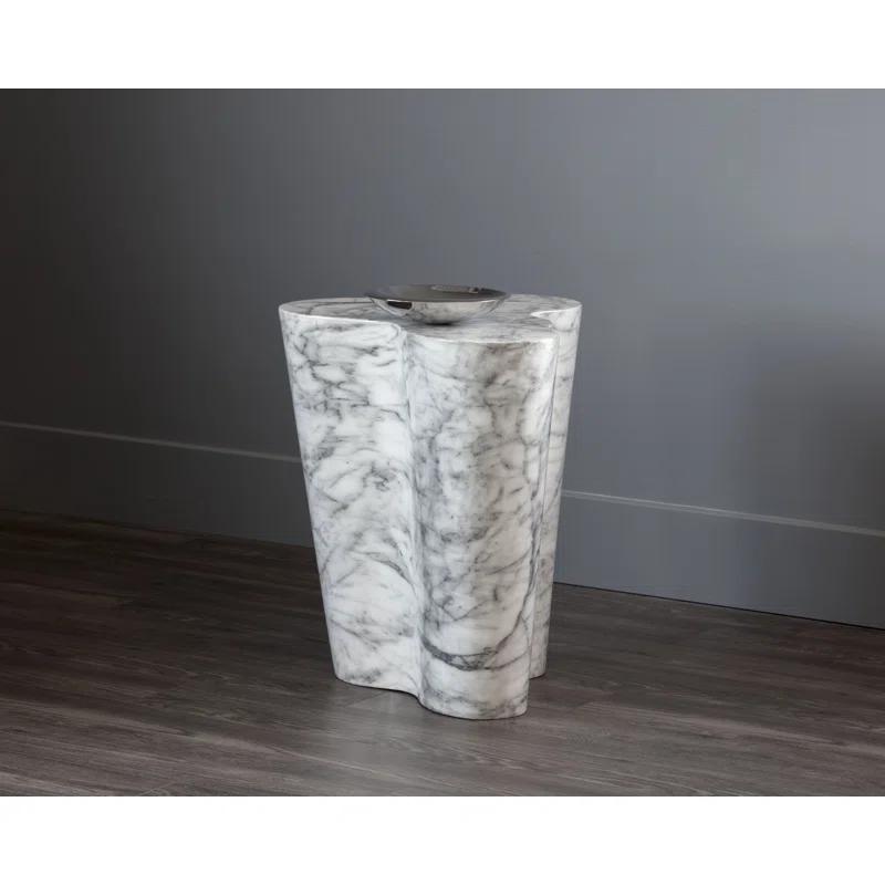 Large Round Concrete and Marble End Table