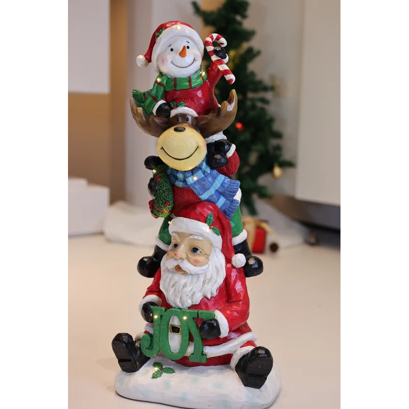 Stacking Snowman Elk Santa Christmas Decoration with LED Lights Battery Operated Indoor Use Only
