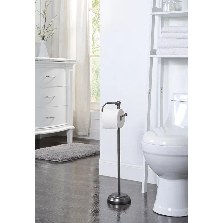SunnyPoint Bathroom Free Standing Toilet Paper Roll Holder Stand WF-HLS-KD-02BN