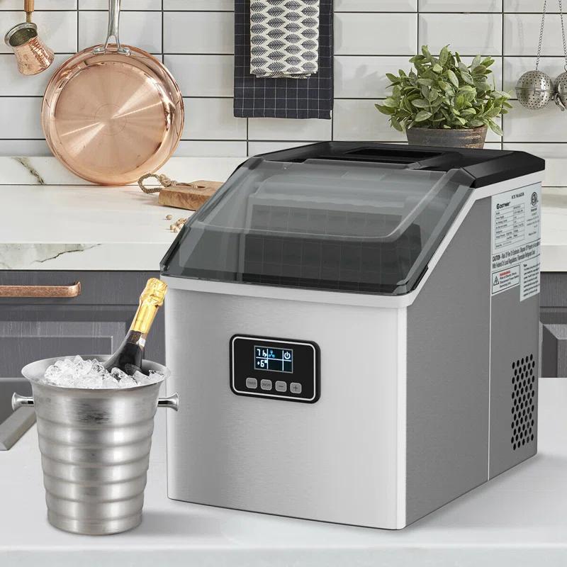 Calorful 48 Lbs Stainless Self-Clean Ice Maker With LCD Display