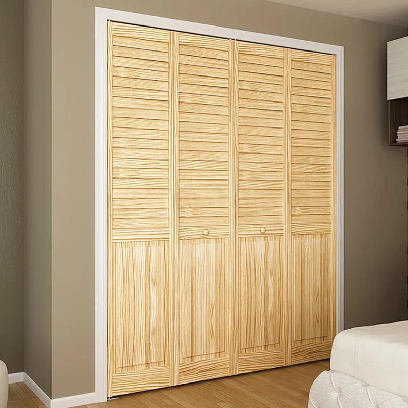 Kimberly Bay Louvered Wood Unfinished Plantation Bi-Fold Door