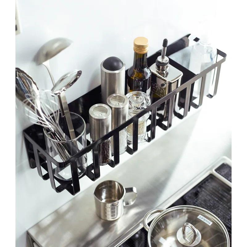 Yamazaki Home Yamazaki Home Magnet Kitchen Storage Basket - Utensil Wall Organizer, Steel, Sliding Divider