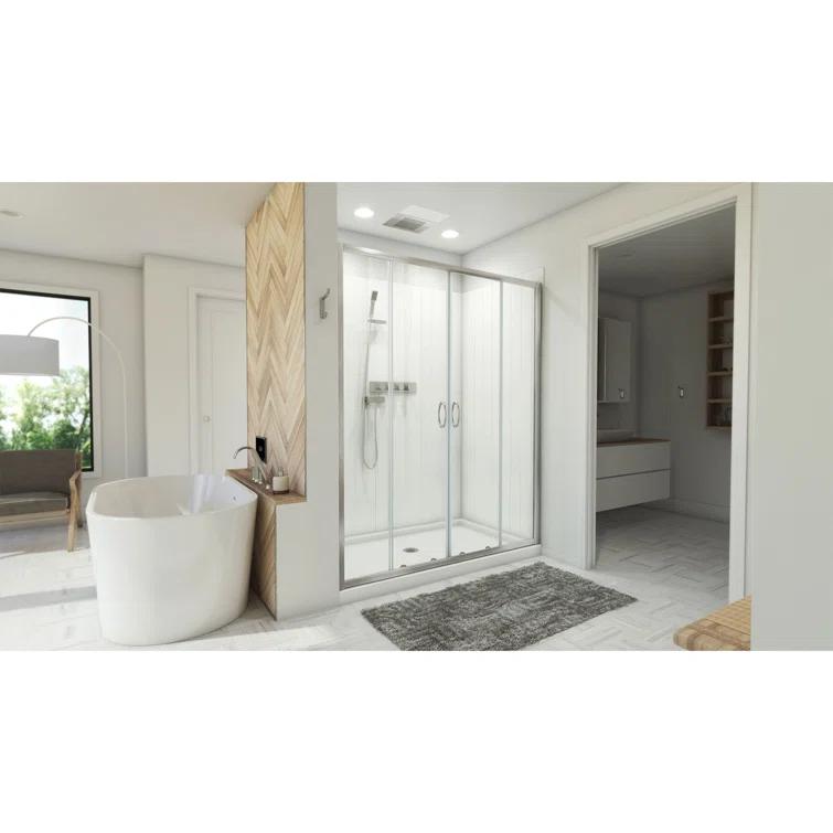 DreamLine Visions 60" W x 36" D x 78" H  Semi Frameless Rectangle Shower Kit with Fixed Panel and Base Included D2116036XXC0004