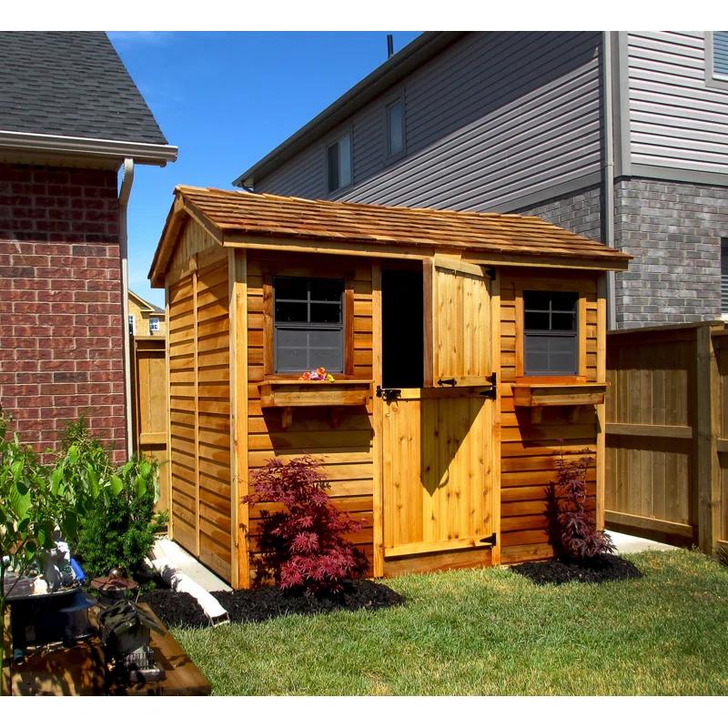 Outdoor Living Today 9 ft. W x 6 ft. D Cabana Cedar Wood Garden Shed