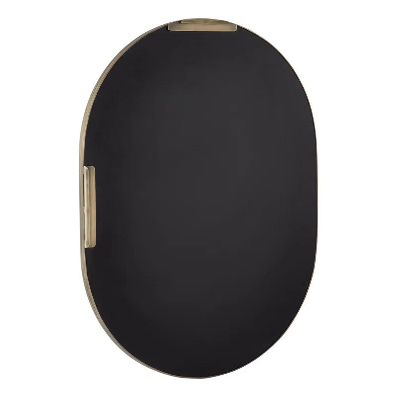 Signature Hardware Colborne 32-1/2" x 24" Modern Oval Framed Bathroom Wall Mirror