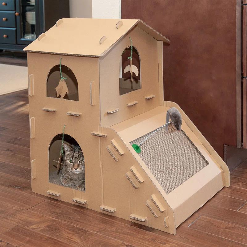 FurHaven Tiger Tough Townhouse Playground Scratcher House
