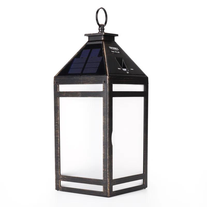 Techko 12.88 Outdoor Vintage Solar LED Lantern with Auto Dawn-to-Dusk Sensor