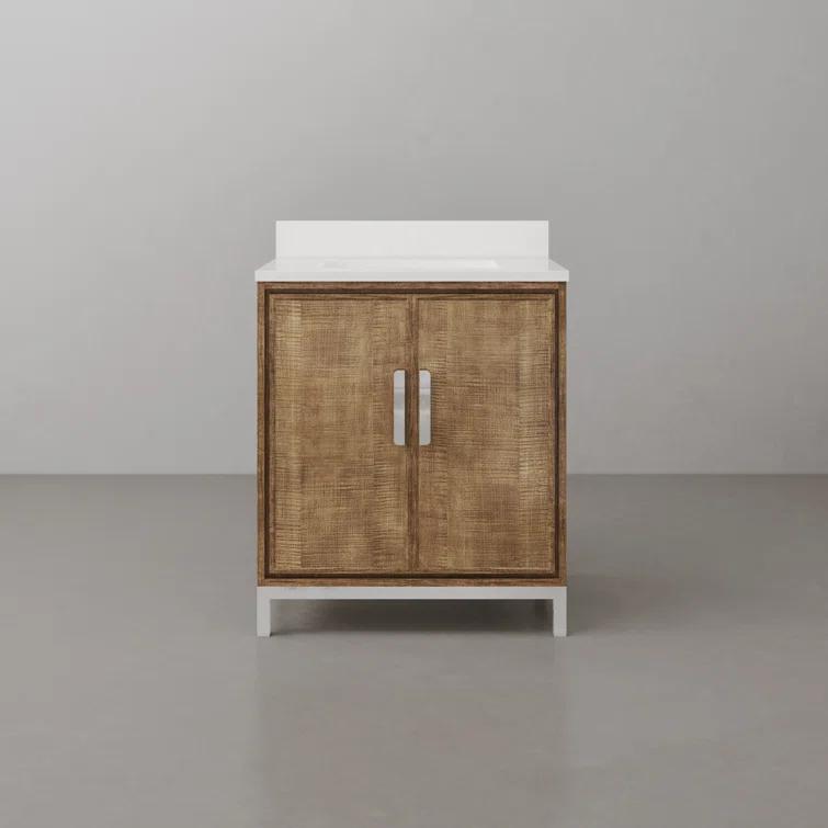 Westin 30" Lustrous Walnut Freestanding Bathroom Vanity with Quartz Top