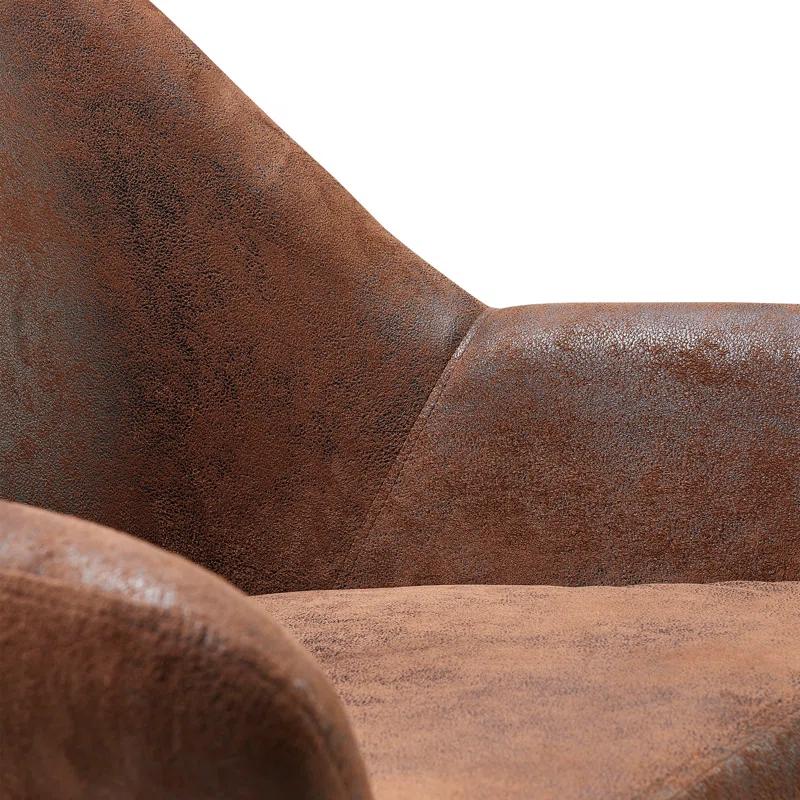 Ebern Designs Ringwold Armchair with Aged Fabric and Solid Wood Legs
