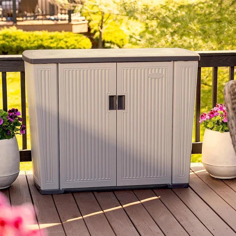 Suncast Backyard Oasis 130 Gallon Outdoor Storage Basic Unit, Dove Gray