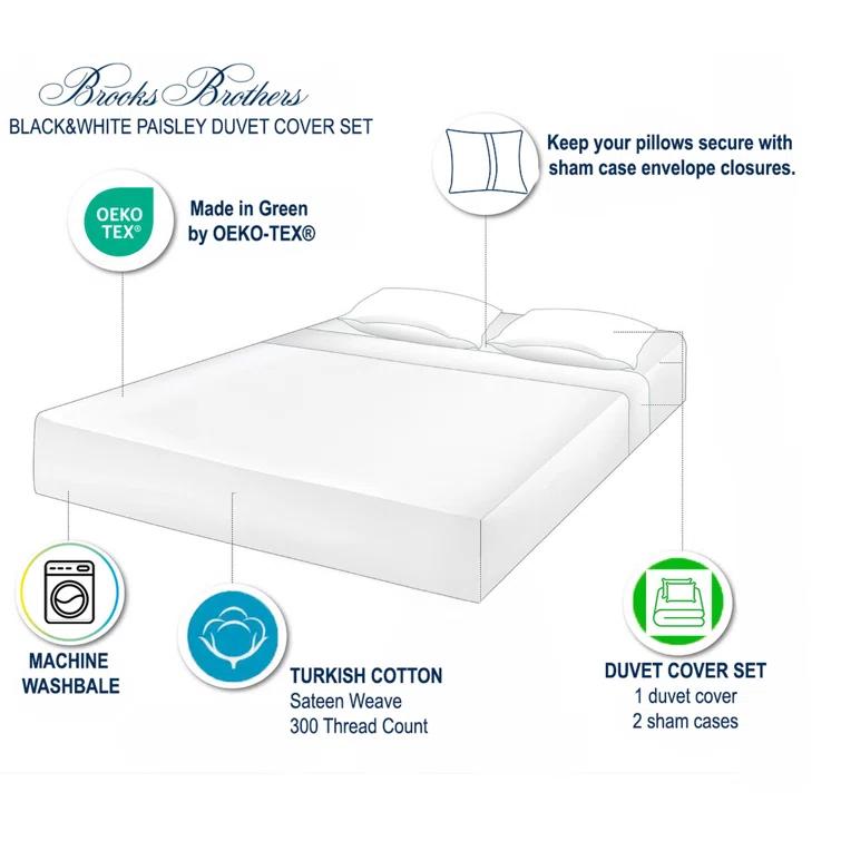 Brooks Brothers Black&White Paisley Guest Room Case Pack | Wayfair