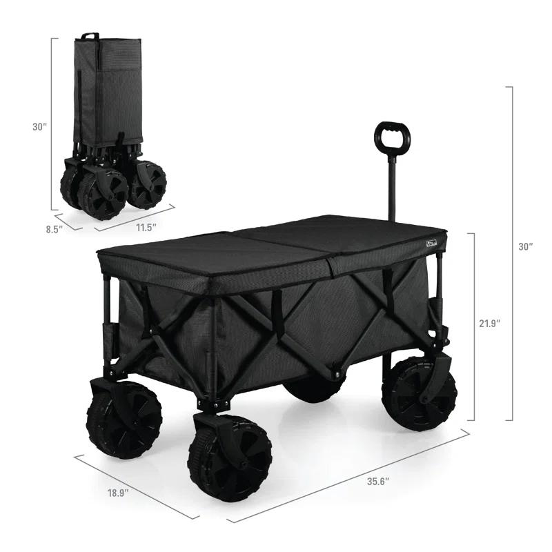 ONIVA™ Adventure Wagon Elite All-Terrain Folding Beach Wagon with Big Wheels plus Table Top Lid & Soft Cooler Liner - Collapsible Utility Wagon