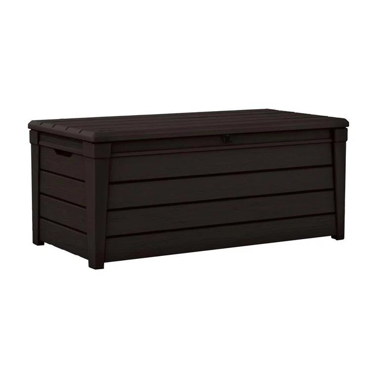 Keter Keter Brightwood 120 Gallon Large Durable Outdoor Storage and Weather Resistant Resin Deck Box