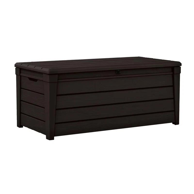 Keter Keter Brightwood 120 Gallon Large Durable Outdoor Storage and Weather Resistant Resin Deck Box