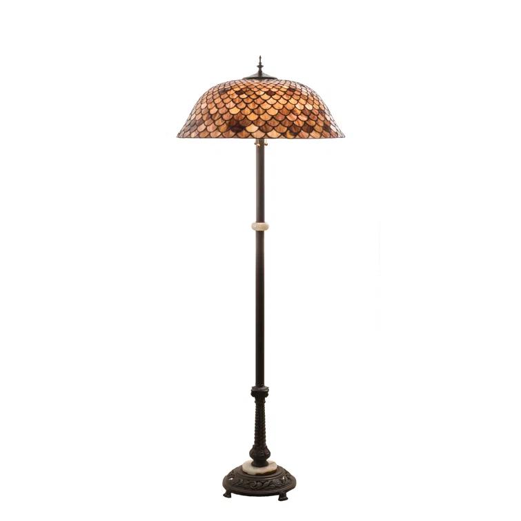Meyda Tiffany 230384 Fishscale 3 Light 62" Tall Buffet Floor Lamp - MultiColor