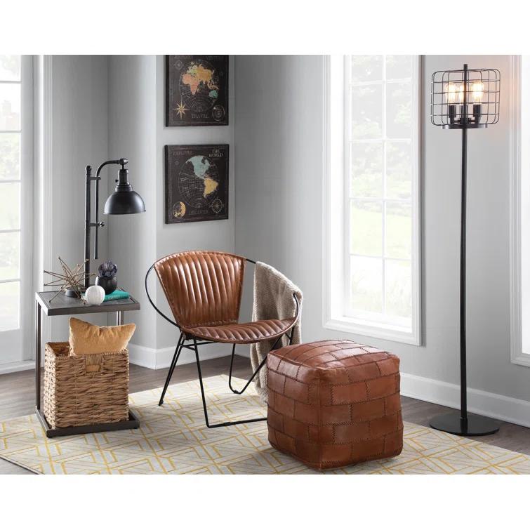 Steelside™ Brock Leather Pouf