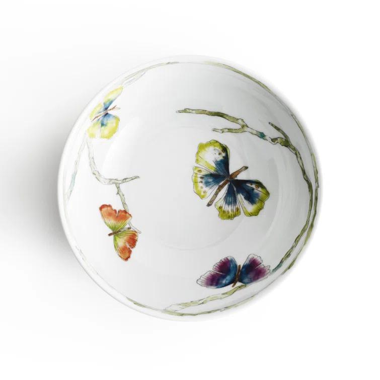 Multicolor Ceramic Butterfly Print Cereal Bowl
