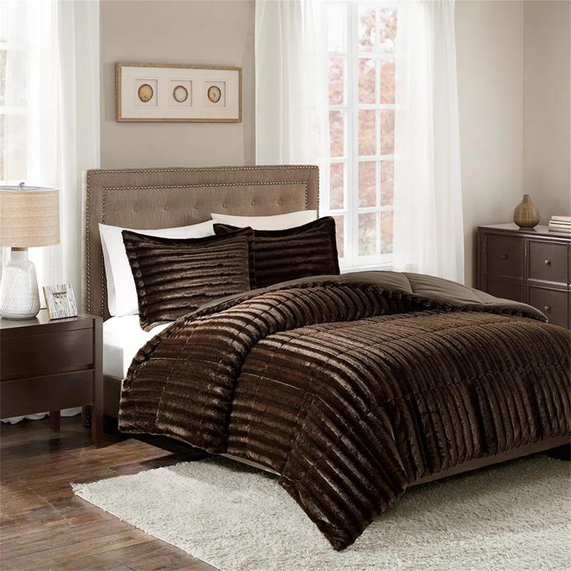 Madison Park Faux Fur 3 Piece Comforter Set