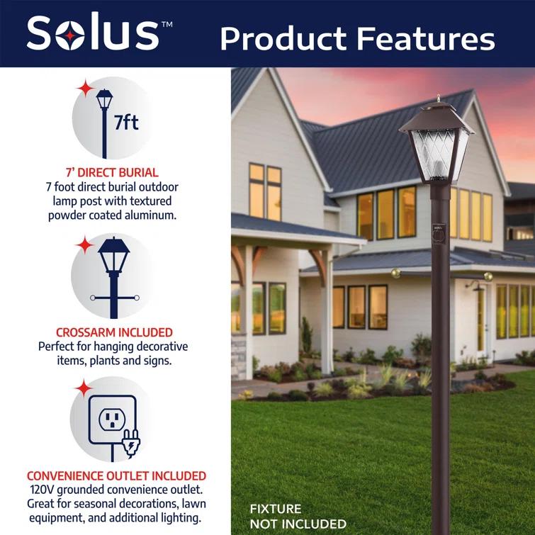 Solus Outdoor Hardwired Direct Burial Lamp Post with Decorative Cross Arm and Convenience Outlet & Reviews | Wayfair