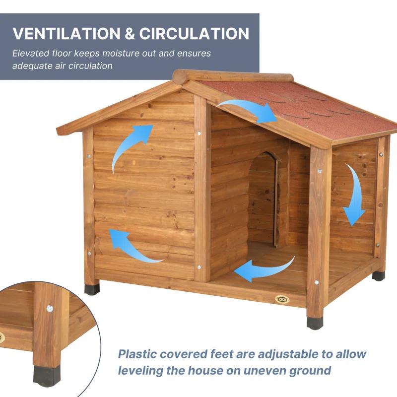 TRIXIE Natura Weatherproof Outdoor Lodge Dog House, Elevated Floor