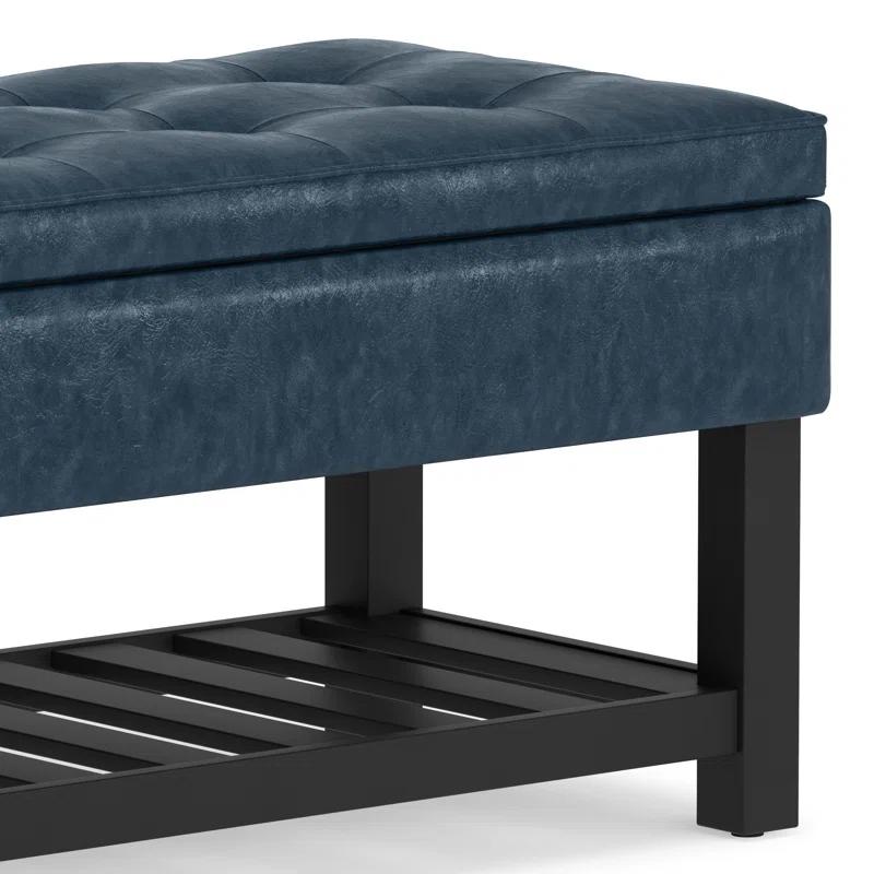 Simpli Home Cosmopolitan 44"W Transitional Tufted Storage Ottoman Bench with Lift Top
