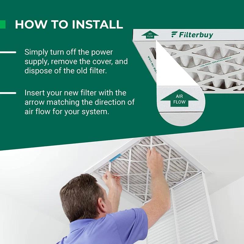 Filterbuy 18x24x4 Air Filter MERV 8, Pleated HVAC AC Furnace Filters Replacement (Set of 5)